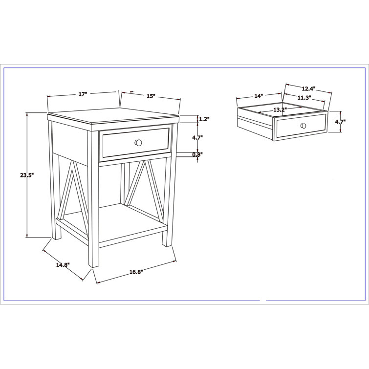 Nadeau solid wood end table with storage andover deals mills